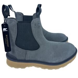 Sorel HI-Line Chelsea Boots Women 7.5 Waterproof Suede Quarry Tawny Buff Pull On